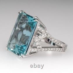 4.30 Ct Emerald Simulated Blue Topaz Solitary Wedding Ring 14K White Gold Plated