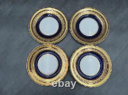 4 Aynsley Simcoe 7410 Cobalt Blue Gold Tea Plates Side Plate 16.5cm w Porcelain
