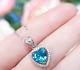 5 Ct Heart Shape Blue Natural Diamond Vvs1 Solitaire Pendant White Gold Finish