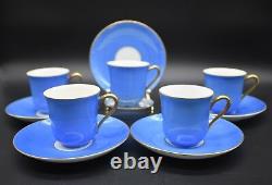 (5) Royal Epiag Czech Cobalt Blue & Gold Teacup Sets (16)