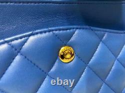 $6,500+tax CHANEL CLASSIC MEDIUM FLAP COBALT BLUE Gold Hardware Full BOX Receipt