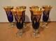 6 Arte Italica Sc Line Aiz2 Gold Encrusted Cobalt Glass Champagne Flutes Goblets