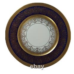 6 Bohemia/Pickard 10.75 Dinner Plates Cobalt Blue & Gold Made in Czechoslovakia