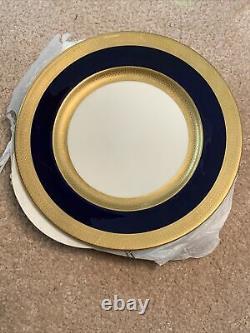 6 Lenox Cobalt Blue&Gold Wide Trim Dinner Plates 10 1/2 Green Mark Presidential