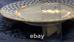 6 Salad Plates Lomonosov Russian Imperial Porcelain 22K Gold Cobalt Blue Net 8