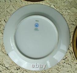 7 RAYNAUD & Co LIMOGES DINNER PLATES COBALT BLUE AND GOLD ENCRUSTED