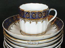 8 Antique 1805 Coalport Gilded Cobalt Blue Coffee Can/cup And Saucers