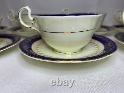 8 Antique Ansley Cobalt Blue & Gold HandPainted Tea Cups & Saucers B5004 England