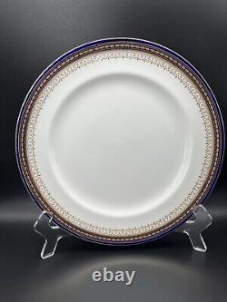 8 Antique ROYAL DOULTON 9 Lunch Plates Davis Collamore Cobalt Blue & Gold Trim