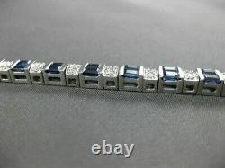 8 Ct Baguette Cut Simulated Sapphire Tennis Bracelet 7 White Gold Plated Silver