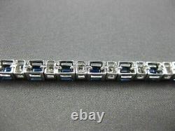 8 Ct Baguette Cut Simulated Sapphire Tennis Bracelet 7 White Gold Plated Silver