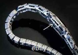 9.00Ct Oval Cut Lab-Created Blue Sapphire Wedding Bracelet 14K White Gold Plated