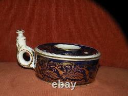 ANTIQUE EARLY 19TH CENTURY DERBY PORCELAIN COBALT GOLD INKWELL with finger ring