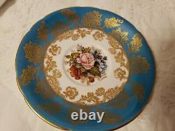 AYNSLEY-ENGLAND-HANDPAINTED CUP and SAUCER with PINK ROSE and GOLD
