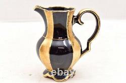 Alka Kunst Echt Cobalt Blue Gold Encrusted Demitasse Cups Saucers Tea Coffee Set