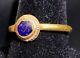 Ancient Roman Gold Ring With Cobalt Blue Glass Insert Wearable! Charming Piece