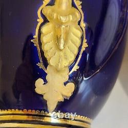Antique 1848 Sevres Large Cobalt Blue & Gold Tea Cup And Saucer 3.5 READ