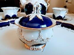 Antique (1952) MEISSEN Cobalt & Gold Coffee Set 10 piece with Tray Stunning