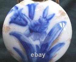 Antique Adderley Cobalt Flow Blue Iris Gold Sponged Moon Pillow Vase
