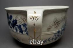 Antique BROWN WESTHEAD & MOORE Co. BWM England Blue & Gold Floral Chamber Pot