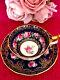 Antique Cauldon Cobalt Blue Pink Cabbage Roses Gold Ornate Tea Cup Saucer Read