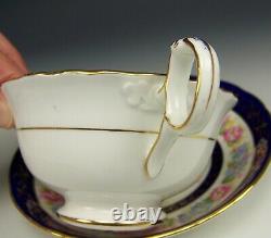 Antique Cauldon Morning Glory Cobalt Blue Gold Tea Cup Saucer For Tiffany & Co B