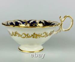 Antique Coalport Tea Cup & Saucer Adelaide c1833 Cobalt Blue Gold Gilt#2/655