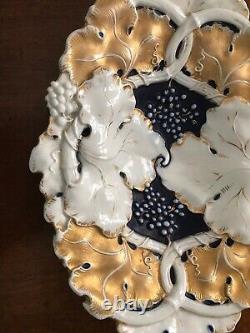 Antique Cobalt Blue and Gold Gilt Meissen Centerpiece Bowl 14