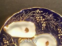 Antique Cobalt Blue and Gold Haviland Limoges Turkey Oyster Plate