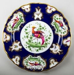 Antique Copeland Cobalt Blue & Gold Chelsea Bird Luncheon Plates Set 4 England