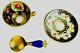 Antique Crown Staffordshire Miniature Cup, Saucer & Spoon Cobalt Blue&gold