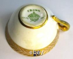 Antique Crown Staffordshire Miniature Cup, Saucer & Spoon Cobalt Blue&Gold