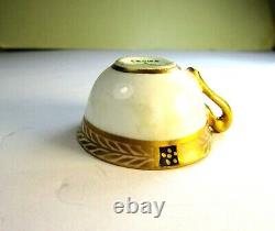Antique Crown Staffordshire Miniature Cup, Saucer & Spoon, Cobalt Blue &Gold