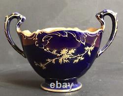 Antique D&c Limoges France Cobalt Blue Hand Gilded Cup &saucer Set