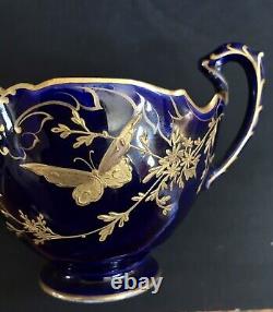Antique D&c Limoges France Cobalt Blue Hand Gilded Cup &saucer Set