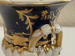Antique Early Derby Porcelain Cobalt Blue & Gold Miniature Urn Vase Potpourri