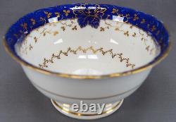 Antique English Grainger Worcester 1477X Cobalt Blue Gold Floral Waste Bowl 1830