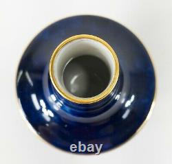 Antique French Sevres Cobalt Dark Blue and Gold Gilt Cabinet Vase Signed 1898