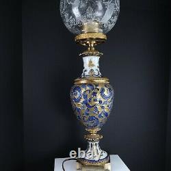 Antique French Sevres Style Bronze Mounted Porcelain Lamp Cobalt Heavy gold
