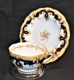 Antique JOHN RIDGWAY Tan Cobalt & Gold Leaf Pattern #5/2304 Set Cup & Saucer