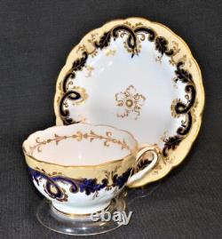 Antique JOHN RIDGWAY Tan Cobalt & Gold Leaf Pattern #5/2304 Set Cup & Saucer