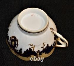 Antique JOHN RIDGWAY Tan Cobalt & Gold Leaf Pattern #5/2304 Set Cup & Saucer