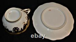 Antique JOHN RIDGWAY Tan Cobalt & Gold Leaf Pattern #5/2304 Set Cup & Saucer