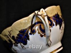 Antique JOHN RIDGWAY Tan Cobalt & Gold Leaf Pattern #5/2304 Set Cup & Saucer