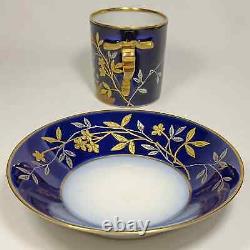 Antique Limoges cobalt gold hand painted cup saucer Aesthetic Japanese demitasse