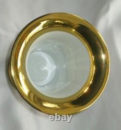Antique MEISSEN Porcelain Hand Painted Gilded Trumpet Vase White Cobalt Gold