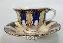 Antique Meissen Cobalt Blue and Gold Leaf Tea Mocha Cup & Saucer Set