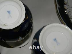 Antique Meissen Cobalt & Gold Tea / Coffee Set 8 Pc W / Tray