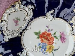 Antique Meissen Porcelain Floral Cobalt Blue Gold 11 1/2 Cabinet Plate