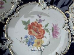 Antique Meissen Porcelain Floral Cobalt Blue Gold 11 1/2 Cabinet Plate